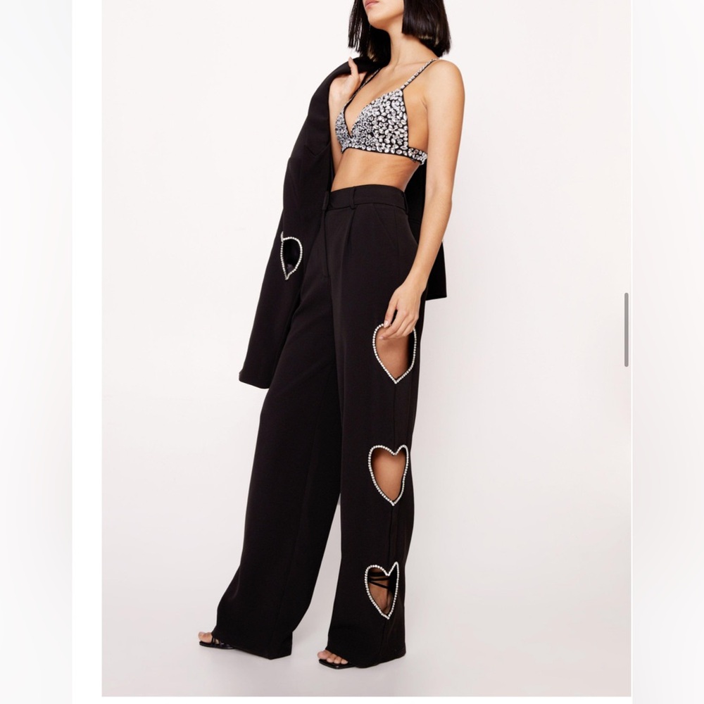 NWT Nasty Gal Premium Heart Cut Out Trousers Size 4